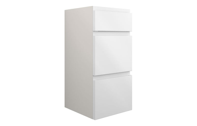 Rose 300mm Standard 3 Drawer Unit - White Gloss (Grey Cab) - KPSB109966
