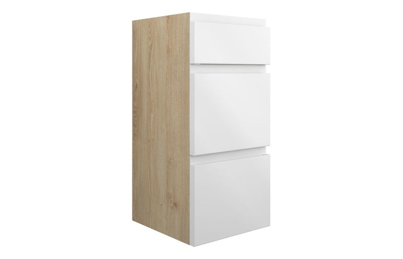 Rose 300mm Standard 3 Drawer Unit - White Gloss (Oak Cab) - KPSB109967