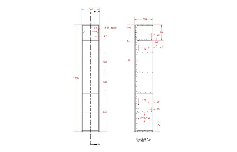 Rose 300mm Tall Unit - White Gloss (Oak Cab) - KPSB109970