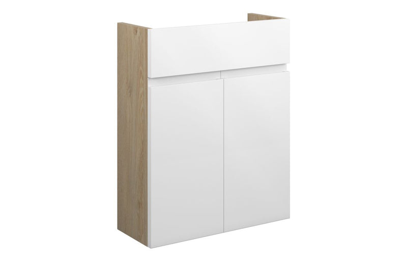 Rose 500mm Slim Basin Unit - White Gloss (Oak Cab) - KPSB109973