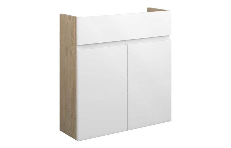 Rose 600mm Slim Basin Unit - White Gloss (Oak Cab) - KPSB109979