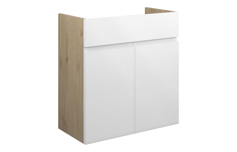 Rose 600mm Standard Basin Unit - White Gloss (Oak Cab) - KPSB109982