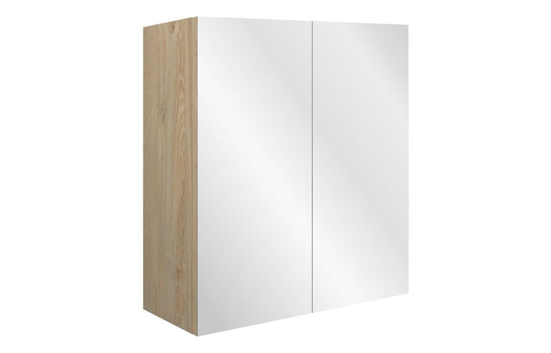 Rose 600mm Mirrored Wall Unit - White Gloss (Oak Cab) - KPSB109997