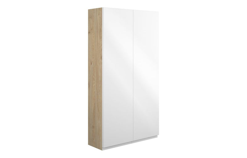 Rose 600mm Slim 2 Door Storage Unit - White Gloss (Oak Cab) - KPSB110003