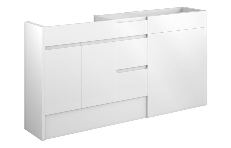 Rose 1536mm Standard Basin  WC & 3 Drawer Unit Pack - White Gloss (Oak Cab) - KPSB110018