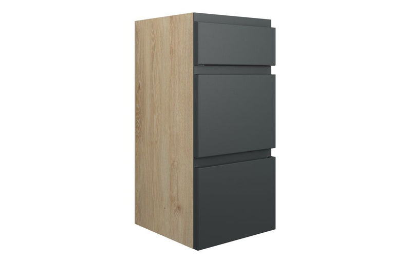 Rose 300mm Standard 3 Drawer Unit - Matt Graphite Grey (Oak Cab) - KPSB110038