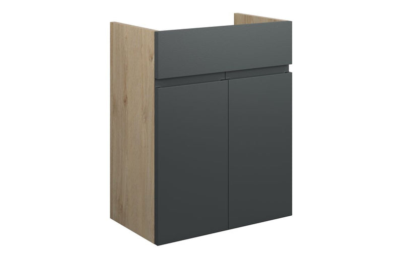 Rose 500mm Standard Basin Unit - Matt Graphite Grey (Oak Cab) - KPSB110047