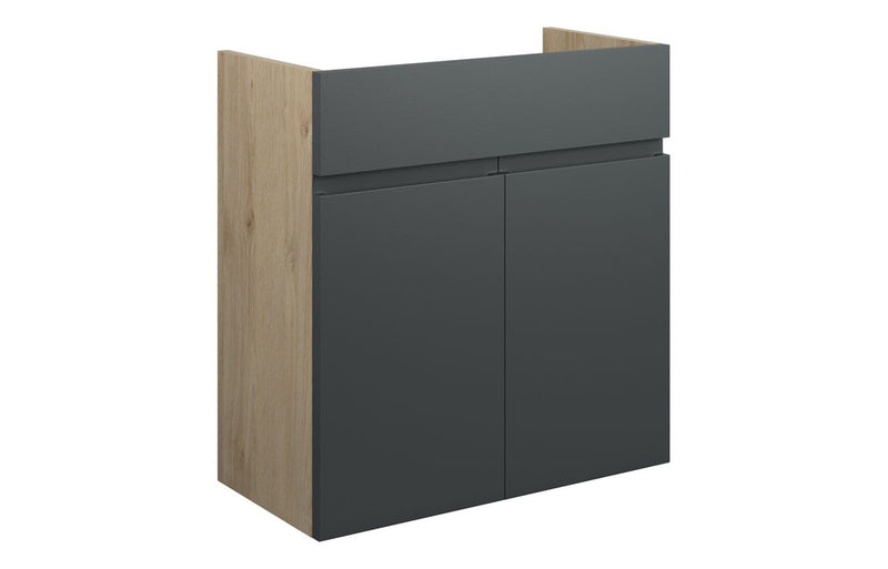 Rose 600mm Standard Basin Unit - Matt Graphite Grey (Oak Cab) - KPSB110053