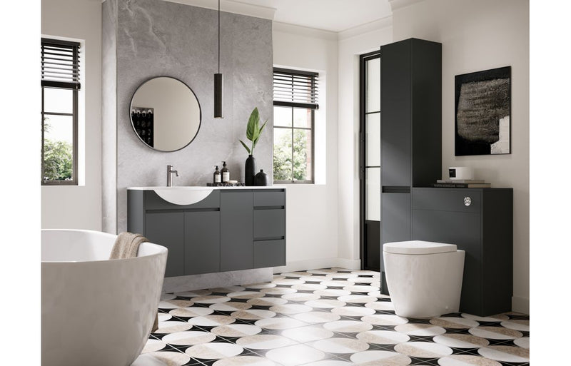 Rose 500mm Standard WC Unit - Matt Graphite Grey (Oak Cab) - KPSB110059