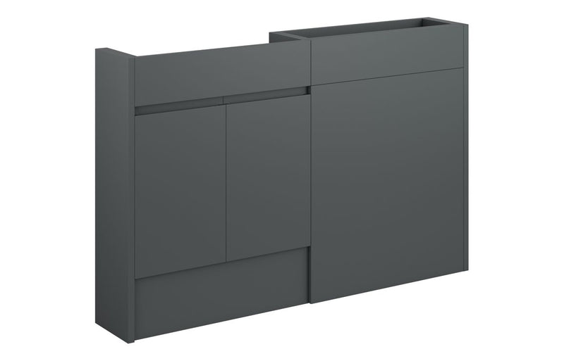 Rose 1236mm Slim Basin & WC Unit Pack - Matt Graphite Grey (Oak Cab) - KPSB110080