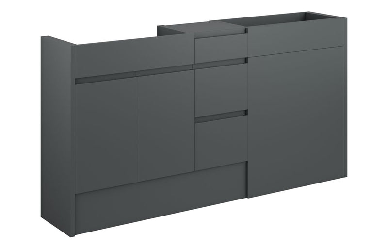 Rose 1536mm Standard Basin  WC & 3 Drawer Unit Pack - Matt Graphite Grey (Grey Cab) - KPSB110088