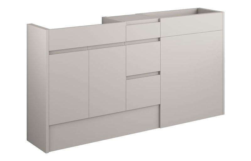 Rose 1536mm Standard Basin  WC & 3 Drawer Unit Pack - Matt Dove Grey (Oak Cab) - KPSB110160