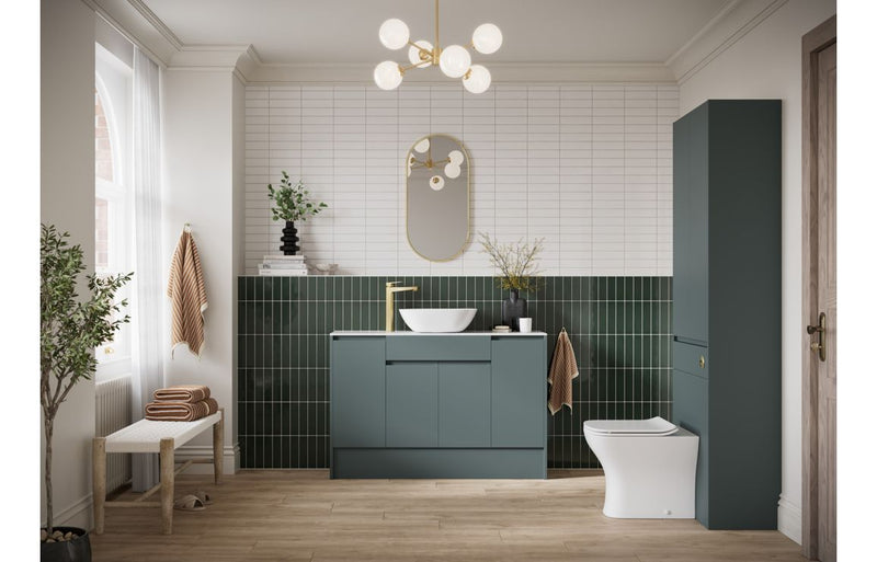 Rose 1536mm Standard Basin  WC & 1 Door Unit Pack - Matt Green Camo (Oak Cab) - KPSB110296