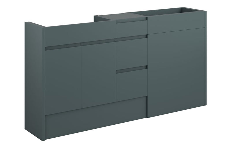 Rose 1536mm Standard Basin  WC & 3 Drawer Unit Pack - Matt Green Camo (Grey Cab) - KPSB110301