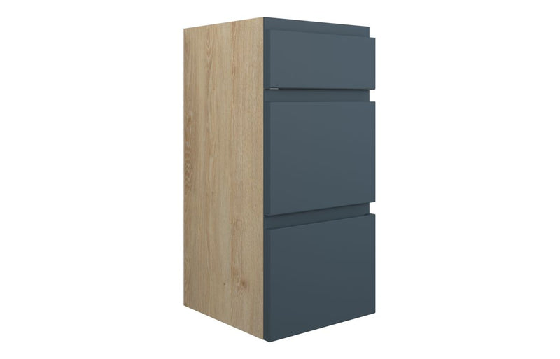 Rose 300mm Standard 3 Drawer Unit - Matt Arley Blue (Oak Cab) - KPSB110322