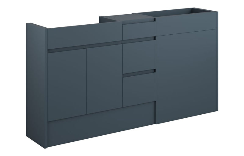 Rose 1536mm Standard Basin  WC & 3 Drawer Unit Pack - Matt Arley Blue (Grey Cab) - KPSB110372