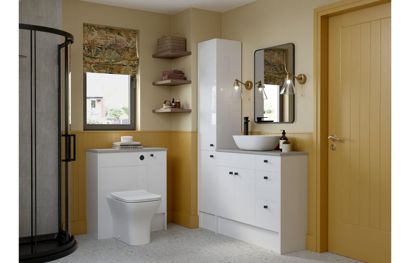 Daisy 600mm Slim WC Unit - White Gloss (Grey Cab) - KPSB110416