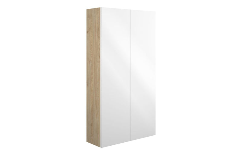 Daisy 600mm Slim 2 Door Storage Unit - White Gloss (Oak Cab) - KPSB110429