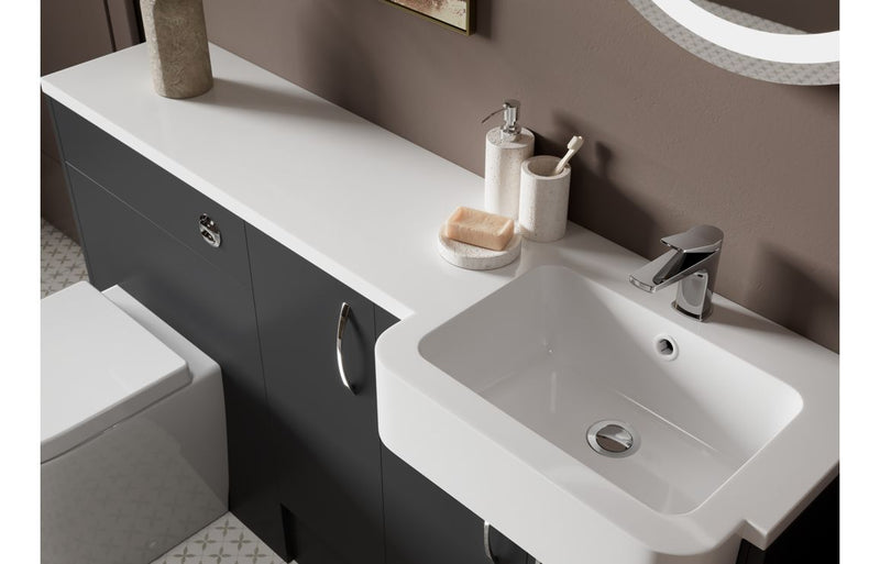 Daisy 1536mm Standard Basin  WC & 1 Door Unit Pack - Matt Graphite Grey (Oak Cab) - KPSB110509