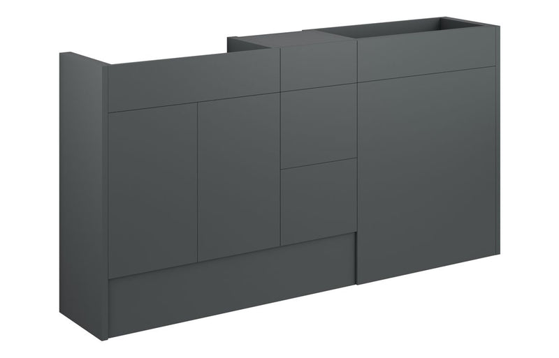 Daisy 1536mm Standard Basin  WC & 3 Drawer Unit Pack - Matt Graphite Grey (Grey Cab) - KPSB110514