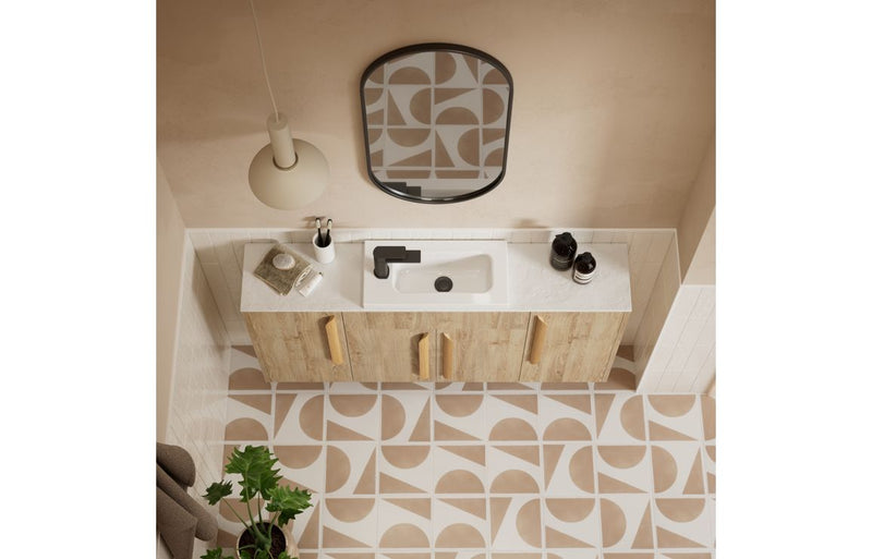 Daisy 600mm Slim Basin Unit - Havana Oak (Grey Cab) - KPSB110617