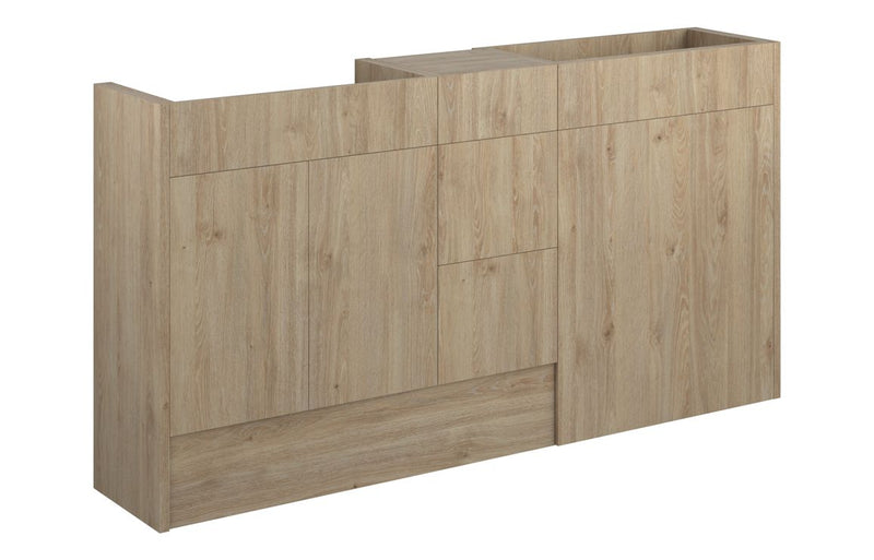 Daisy 1536mm Standard Basin  WC & 3 Drawer Unit Pack - Havana Oak (Grey Cab) - KPSB110656
