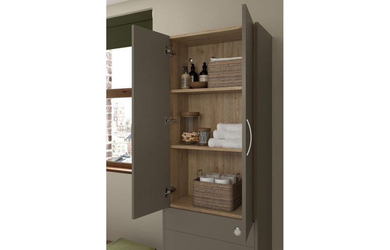 Daisy 600mm Standard 2 Door Storage Unit - Matt Stone (Oak Cab) - KPSB110710