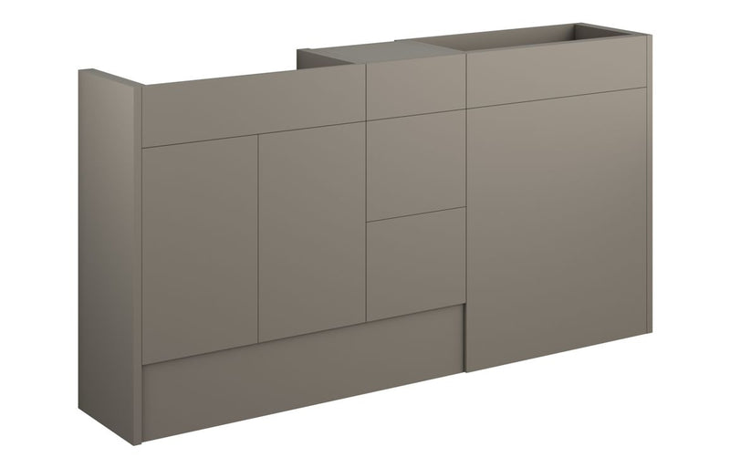 Daisy 1536mm Standard Basin  WC & 3 Drawer Unit Pack - Matt Stone (Oak Cab) - KPSB110728