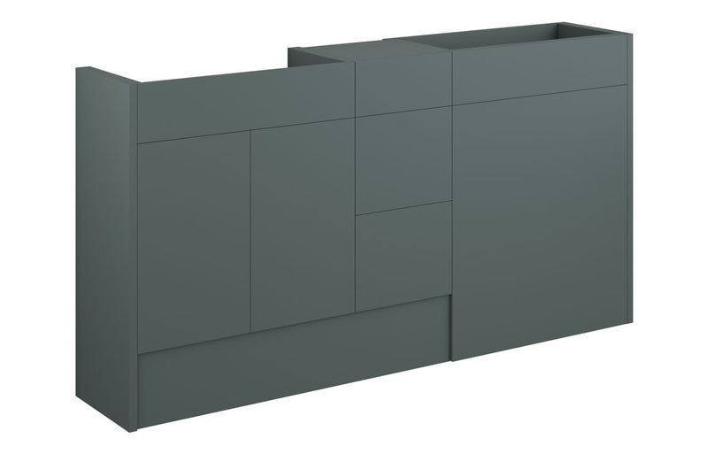 Daisy 1536mm Standard Basin  WC & 3 Drawer Unit Pack - Matt Green (Grey Cab) - KPSB110798