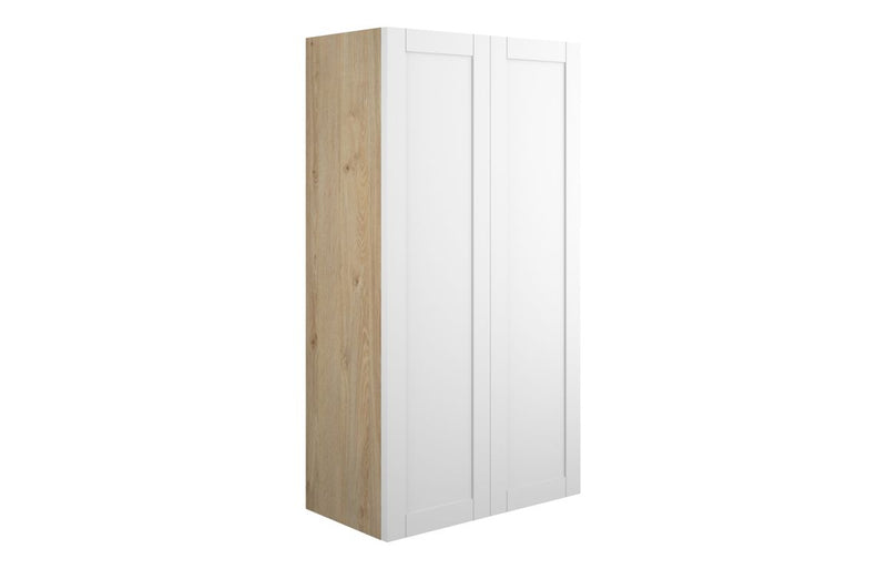 Peony 600mm Standard 2 Door Storage Unit - Matt White (Oak Cab) - KPSB110994