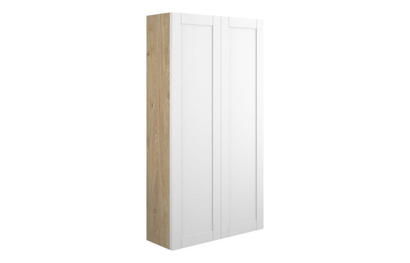 Peony 600mm Slim 2 Door Storage Unit - Matt White (Oak Cab) - KPSB110997