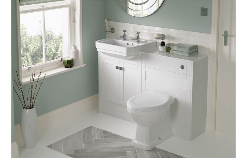 Peony 1236mm Slim Basin & WC Unit Pack - Matt White (Oak Cab) - KPSB111003