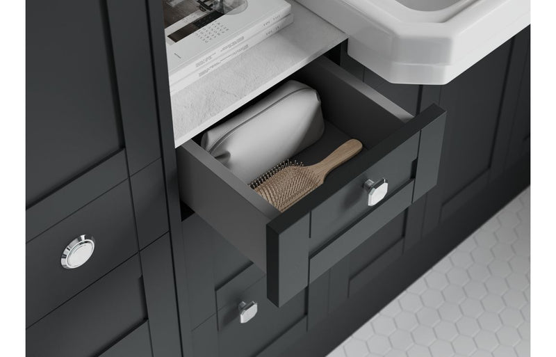 Peony 300mm Standard 3 Drawer Unit - Matt Graphite Grey (Oak Cab) - KPSB111032