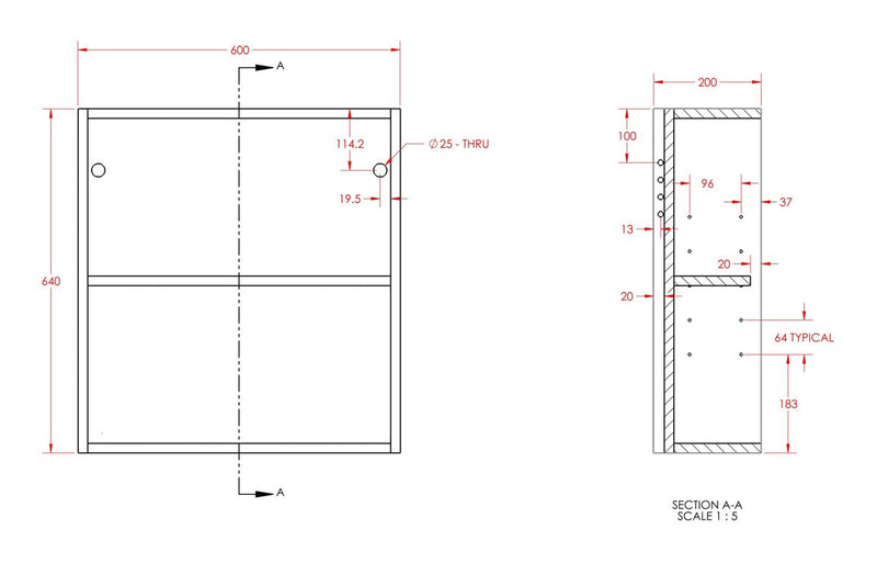 Peony 600mm Mirrored Wall Unit - Matt Graphite Grey (Oak Cab) - KPSB111062