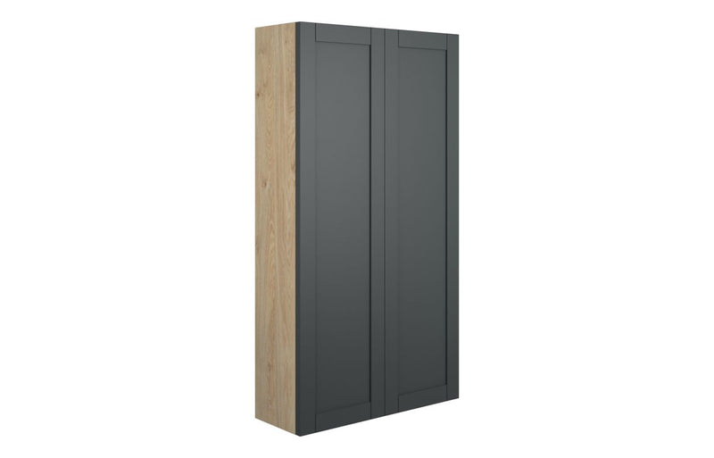 Peony 600mm Slim 2 Door Storage Unit - Matt Graphite Grey (Oak Cab) - KPSB111068
