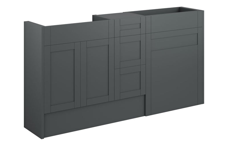 Peony 1536mm Standard Basin  WC & 3 Drawer Unit Pack - Matt Graphite Grey (Oak Cab) - KPSB111083