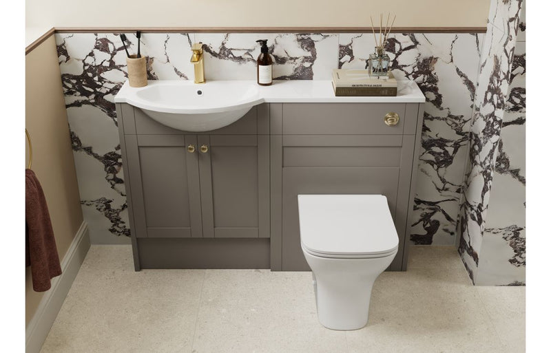 Peony 1236mm Standard Basin & WC Unit Pack - Matt Stone (Oak Cab) - KPSB111142