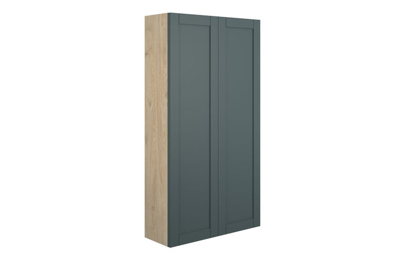 Peony 600mm Slim 2 Door Storage Unit - Matt Green Camo (Oak Cab) - KPSB111210