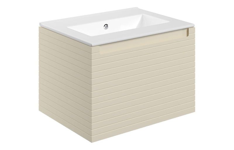 Lily 615mm Wall Hung 1 Drawer Basin Unit & 0TH Thin Edge Basin - Matt Cotton - KPSB111302
