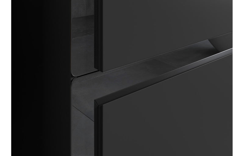 Iris 615mm Wall Hung 2 Drawer Basin Unit & 0TH White Thin Edge Basin - Matt Black & Glass - KPSB111306