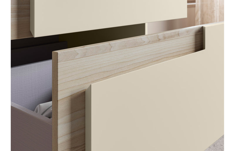 Iris 1210mm Wall Hung 4 Drawer Basin Unit & 0TH White Thin Edge Basin - Matt Cotton & Oak Effect - KPSB111309