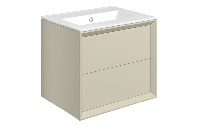 Pansy 615mm Wall Hung 2 Drawer Basin Unit & 0TH Thin Edge Basin - Matt Cotton - KPSB111311