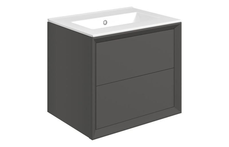 Pansy 615mm Wall Hung 2 Drawer Basin Unit & 0TH Thin Edge Basin - Matt Clay - KPSB111312