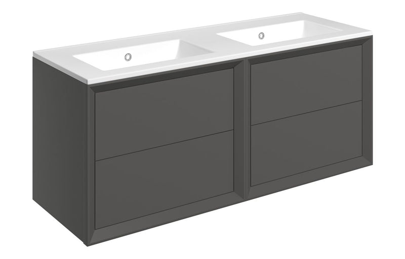 Pansy 1210mm Wall Hung 4 Drawer Basin Unit & 0TH Thin Edge Basin - Matt Clay - KPSB111315