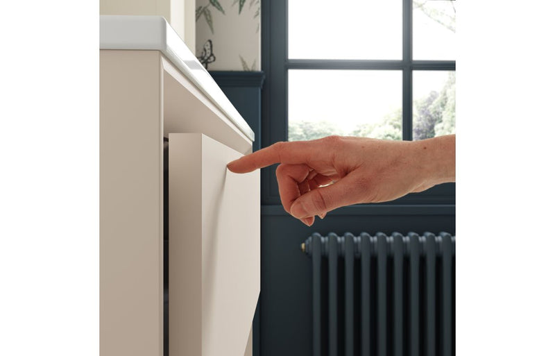 Pansy 1210mm Wall Hung 4 Drawer Basin Unit & 2TH Thin Edge Basin - Matt Cotton - KPSB111317