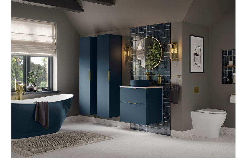 Violet 610mm Wall Hung 2 Drawer Basin Unit & 0TH Basin - Matt Deep Blue - KPSB111321