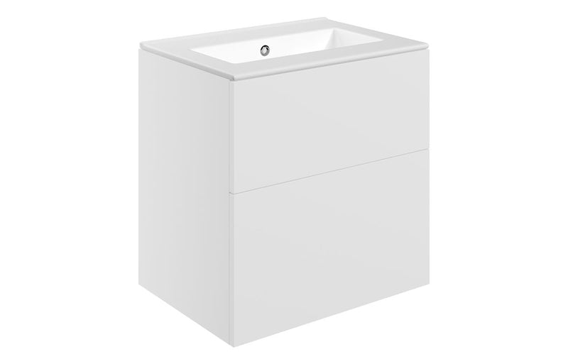 Violet 610mm Wall Hung 2 Drawer Basin Unit & 0TH Basin - Matt White - KPSB111322