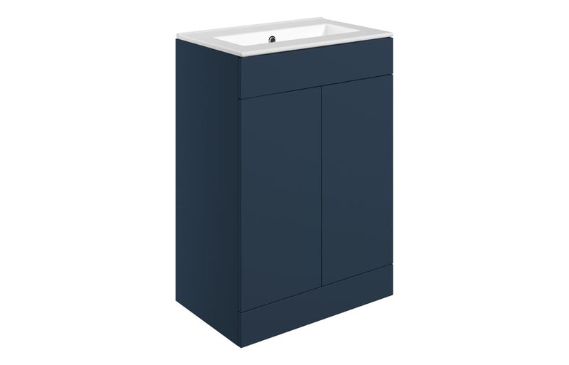 Violet 610mm Floor Standing 2 Door Basin Unit & 0TH Basin - Matt Deep Blue - KPSB111325