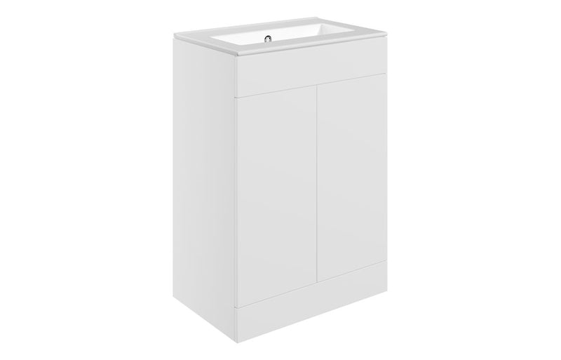 Violet 610mm Floor Standing 2 Door Basin Unit & 0TH Basin - Matt White - KPSB111326