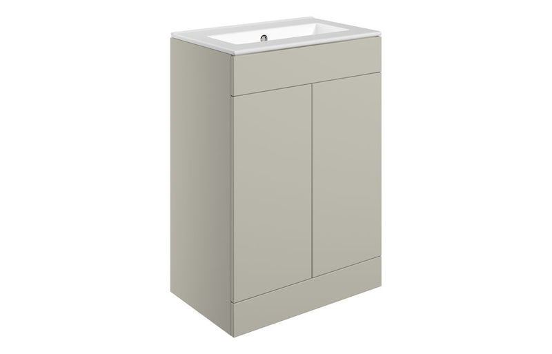 Violet 610mm Floor Standing 2 Door Basin Unit & 0TH Basin - Matt Latte - KPSB111327